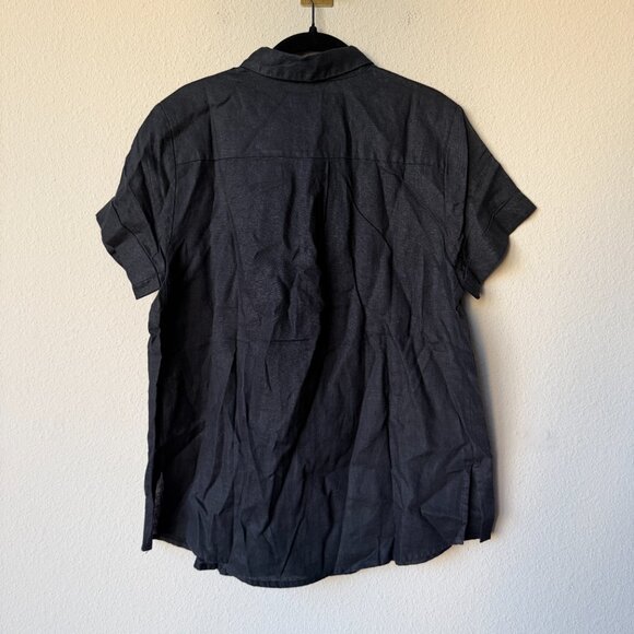 NWT Quince Black Linen Maternity Short Sleeve Shirt Size M - Picture 3 of 6